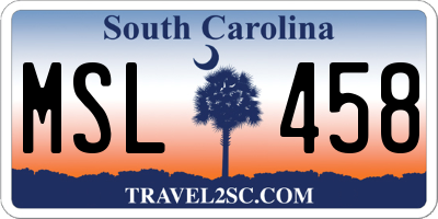 SC license plate MSL458