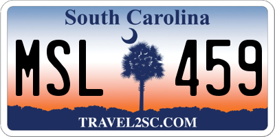 SC license plate MSL459