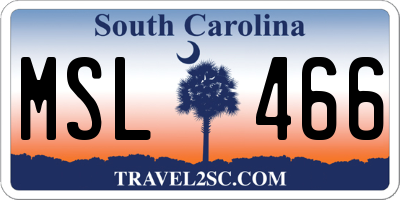 SC license plate MSL466