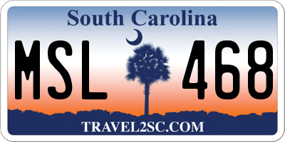 SC license plate MSL468