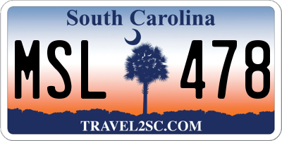 SC license plate MSL478