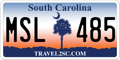 SC license plate MSL485