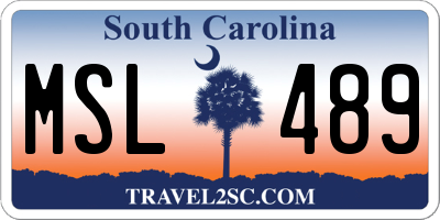 SC license plate MSL489