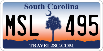SC license plate MSL495