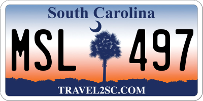 SC license plate MSL497