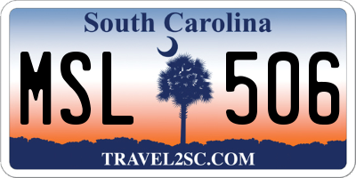 SC license plate MSL506