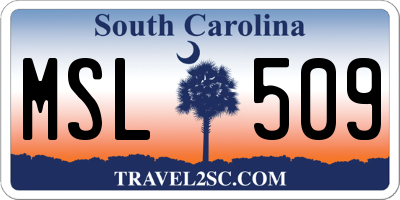 SC license plate MSL509