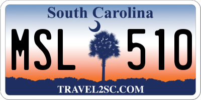 SC license plate MSL510