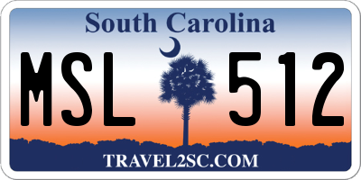 SC license plate MSL512