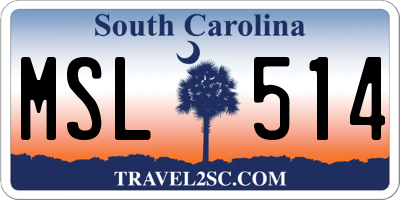 SC license plate MSL514