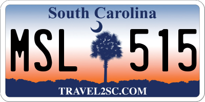 SC license plate MSL515