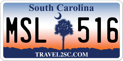 SC license plate MSL516