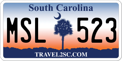 SC license plate MSL523