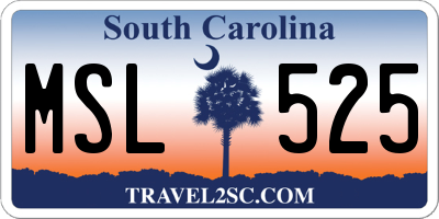 SC license plate MSL525