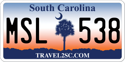 SC license plate MSL538