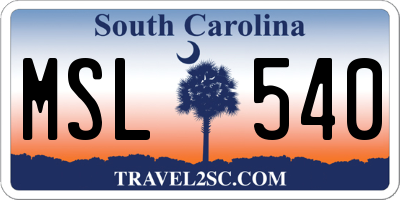 SC license plate MSL540