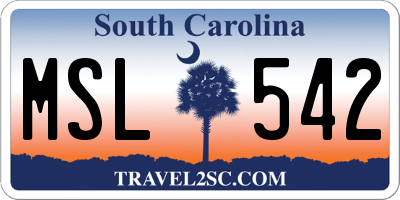 SC license plate MSL542