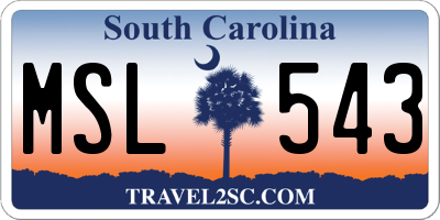SC license plate MSL543