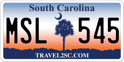 SC license plate MSL545