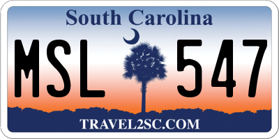 SC license plate MSL547