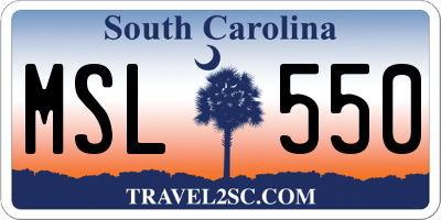 SC license plate MSL550