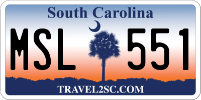 SC license plate MSL551