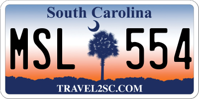 SC license plate MSL554