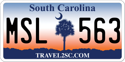 SC license plate MSL563