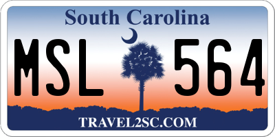 SC license plate MSL564
