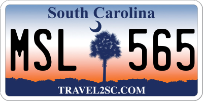 SC license plate MSL565