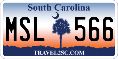 SC license plate MSL566