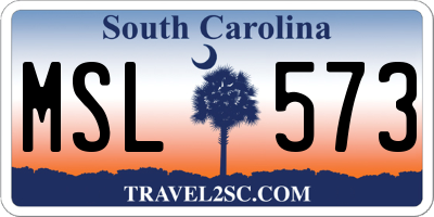 SC license plate MSL573