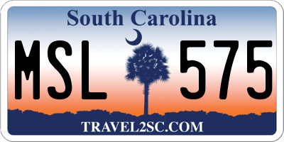 SC license plate MSL575
