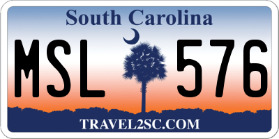 SC license plate MSL576