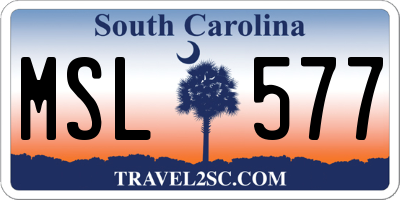 SC license plate MSL577