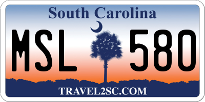 SC license plate MSL580