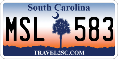SC license plate MSL583
