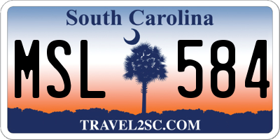 SC license plate MSL584