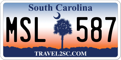SC license plate MSL587