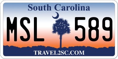 SC license plate MSL589