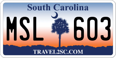 SC license plate MSL603