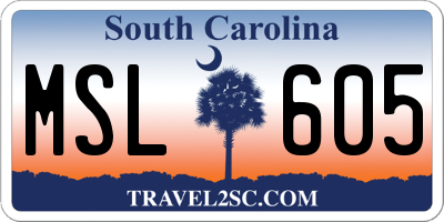 SC license plate MSL605