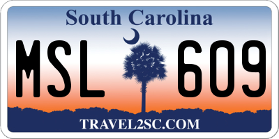 SC license plate MSL609
