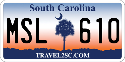 SC license plate MSL610