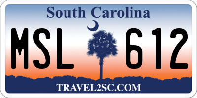 SC license plate MSL612