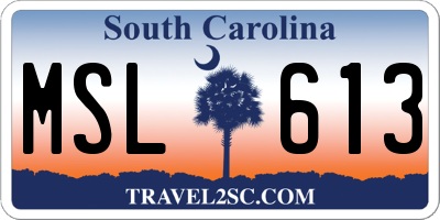 SC license plate MSL613
