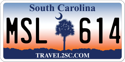 SC license plate MSL614