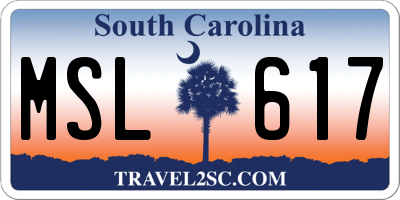 SC license plate MSL617
