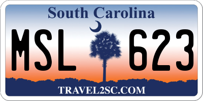 SC license plate MSL623