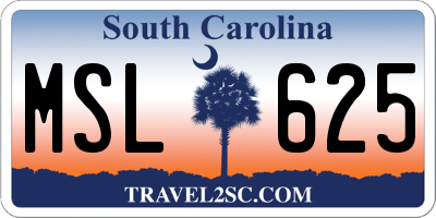 SC license plate MSL625
